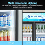 AAOBOSI Commercial Merchandiser Refrigerator,36.8 Cu.Ft Glass Door Display Refrigerator,Upright Beverage Cooler Fridge with Soft LED Light, Customizable Lightbox,Universal Casters, Adjustable Shelves