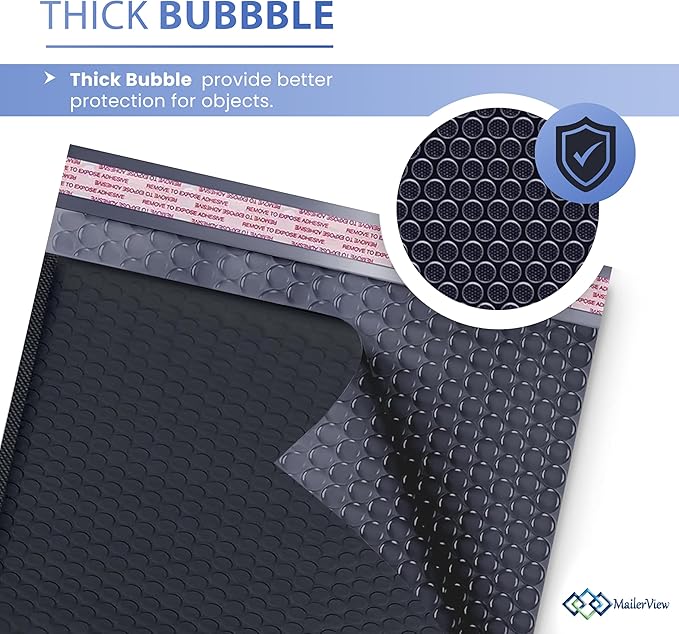 Black Small Poly Bubble Mailers 6x10 inch #0 | Self Seal Padded Envelopes | Cushioned Bubble Mailer | Usable Size 6x9 | WaterProof | Lightweight mailing Shipping Bags | 250 Pack Bulk | Made in USA