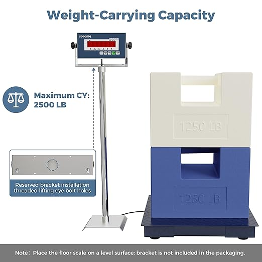 24"x24" Heavy-Duty Floor Scale, Precision Pallet Weighing with Digital Indicator for Warehouse Shipping (2500 lb x 0.5 lb), Navy