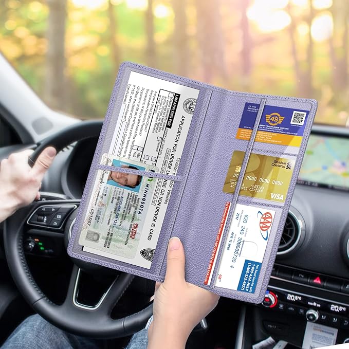 FINPAC Car Registration and Insurance Card Holder, Vehicle Glove Box Card Organizer Wallet Automobile Accessories for License