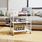 HDANI 3 Tier Metal Rolling Heavy Cart Supports 40 Lbs Per Tier,Mesh Rolling Cart with 2 Lockable Wheels for Office,Home,Bedroom,Kitchen,Bathroom(White)