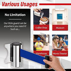 DuraSteel Wall Mount Crowd Control Retractable Belt Barrier - 9.2 Ft Blue Retractables Barrier Belt w/Stainless Steel Casing - Do Not Enter Crowd Control Barriers NOT Stanchions with Retractable Belts