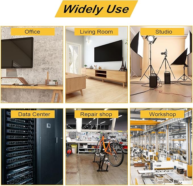 16 Outlets Long Power Strip Metal Wall Mount Power Strip 10 FT Heavy Duty Garage Workbench Workshop Bar Industrial Electric Strip Outlets, ETL (Black)
