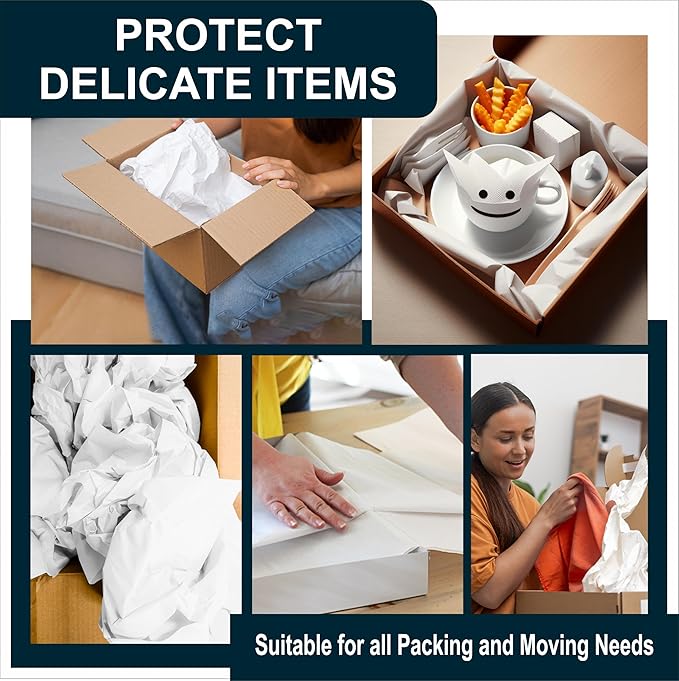 Purple Papers White Bulk Packing Paper | 320 sheets | 27" x 17" | 10 lb | Sheets for Moving - Newsprint Paper - Must Have in Your Moving Supplies | Newsprint Papers | Packaging Paper