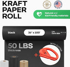 Black Kraft Paper Roll 36" x 1200" (100 feet) with Cutter - USA-Made Quality Paper 50lb Thickness for Wrapping, Packing, Moving, Shipping, & Crafts/Arts - Natural Kraft Material by IDL Packaging