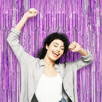 3 Pack 3.3 x 8.2 ft Laser Purple Foil Fringe Backdrop Curtains, Tinsel Streamers Birthday Party Decorations, Fringe Backdrop for Graduation, Baby Shower, Gender Reveal, Disco Party