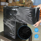 Black Pallet Wrap Stretch Film: 4 Pack Moving Wrapping Plastic Roll with 2 Handles, 18" Strength up to 800%, 80 Gauge Thick Shrink Wrap Roll for Pallet Packaging, Transportation, Stability, Protection