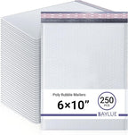 White Small Poly Bubble Mailers 6x10 inch #0 | Self Seal Padded Envelopes | Cushioned Bubble Mailer | Usable Size 6x9 | WaterProof | Lightweight mailing Shipping Bags | 250 Pack Bulk