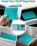 Mymazn Car Registration & Insurance Card Holder, PU Leather Holder with Magnetic Closure, Vehicle Holder for Driver's License & Essential Documents, Turquoise