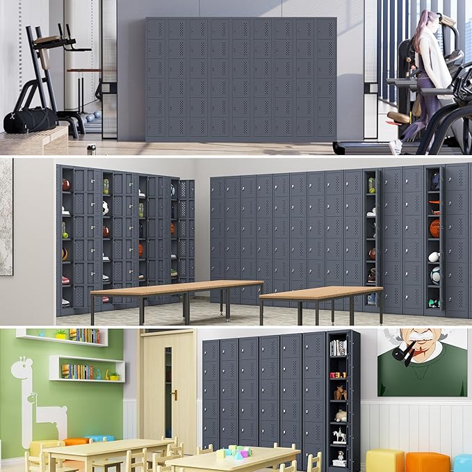 Metal Lockers - 71" Height Steel Lockers for Employees with 6 Door Storage Locker for Employees Gym School Home Office Garage - Assembly Required