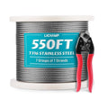 Lichamp 550FT 1/8" Stainless Steel Wire Rope Cable, Aircraft 316 SS Braided Steel Wire Thin Metal Cable Hardware for Deck Railing Handrail Safety System, SSC550