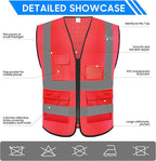 Reflective Safety Vest for Men Women with 5 Pockets and Zipper Front High Visibility