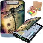 Clipboard with Storage,Heavy Duty Plastic Storage Clipboard with Low Profile Clip,Teacher Must Haves,Office Supplies,Dragonfly Sunflower