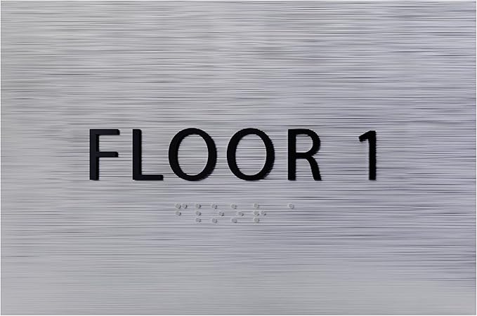 6" X4" Floor 1 Sign - ADA Compliant Tactile Graphics Grade 2 Braille Text | Wall Mount Plastic Directional Assistance, Floor Number Sign for Office, Schools, Hospitals, Apartments