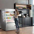 Wilprep Commercial Display Refrigerator, 36" Open Air Merchandiser with 12.2 cu. ft. Volume LED Lighting Night Curtain, Grab and Go Display Refrigerator Showcase for Store Cafe Bar Shop