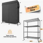 REIBII 4-Tier Storage Shelves Wire Shelving Unit with Cover & Wheels, Heavy Duty Metal Shelving for Dorm Storage Shelves, Garage Storage Rack Commercial Shelf, Pantry, Kitchen, 36" W*14.3" D*56.5" H