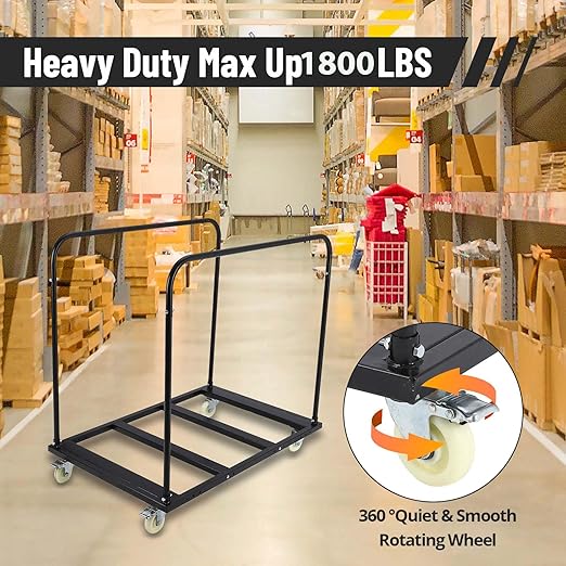 Folding Table Cart, 1800 LBS Heavy Duty Table Trolley with 5" Swivel Wheels, for Garage, Home, Warehouse, Party Event Hotel Furniture 10 Table Capacity