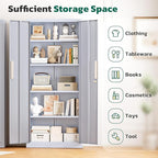 Greenvelly 63" H Metal Storage Cabinet Dark Grey, Locking Metal Cabinet, Store Tools, Clothes, Tableware and Toiletries, Garage Cabinets with Adjustable Shelves for Office, Home, Garage, Pantry