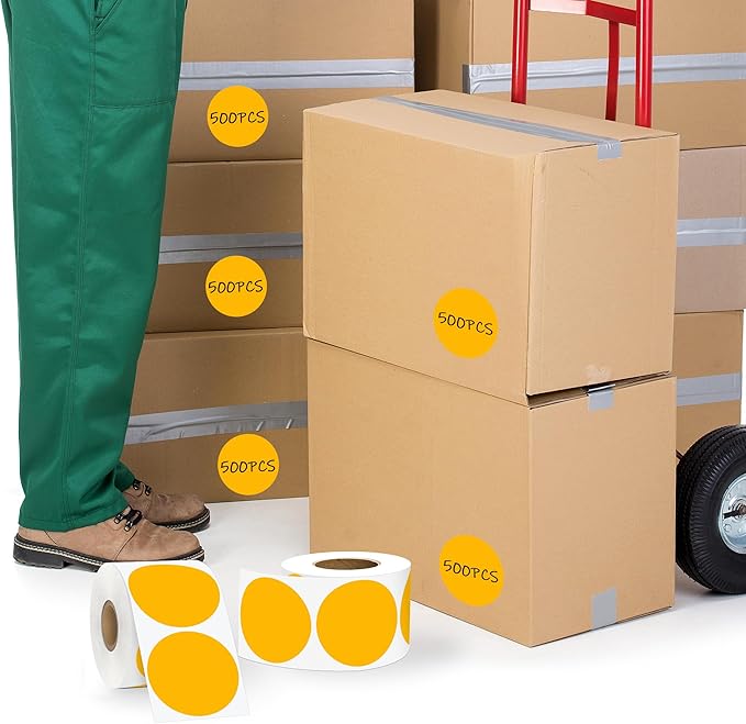 2 Inch Fluorescent Orange Circle Stickers 500 Pcs,Permanent Color Coding Dots for Office Home Organization, File Classification,Multipurpose Labels
