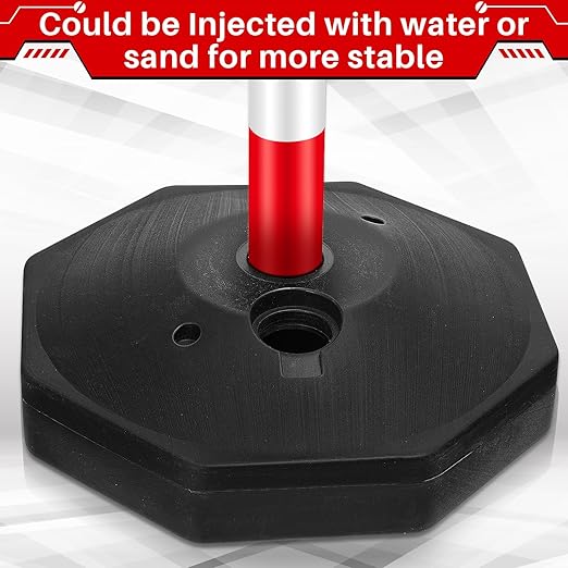 Konohan 12 Sets 34 Inch Parking Cone Delineators Post Traffic Cone Plastic Stanchion Set Stands Parking Barrier with Base 6.6 ft Chain S Hooks Reflective Collar (Red,White)
