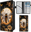 Car Registration and Insurance Holder,Leather Insurance License and Registration Card Holder for Car Glove Box, Auto Truck Document Holder Organizer for Men Women-Honey Moon Art