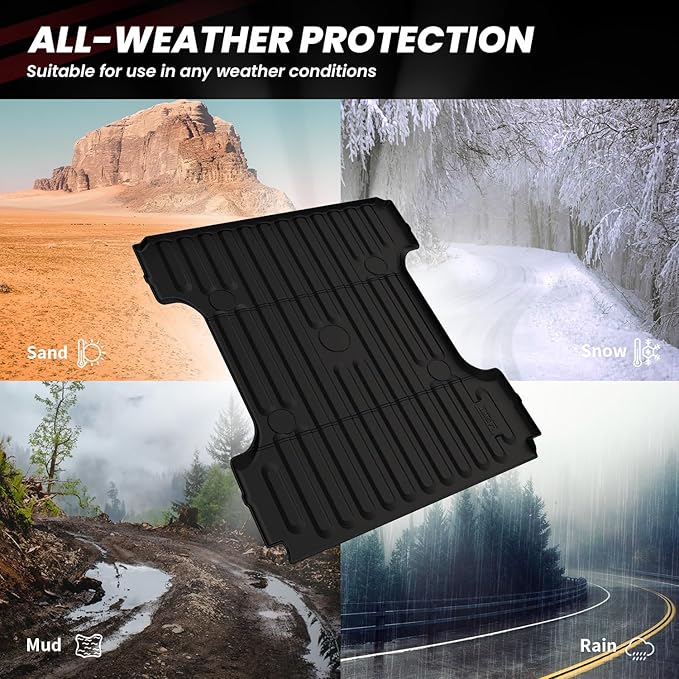 LASFIT 6FT4 Truck Bed Mat for Ram 1500 2006-2018 & Ram 2500/3500 2006-2026 & 1500 Classic 2019-2024 (6.4 FT/76.8 inches), NOT for Optional Rambox, All Weather Custom Fit TPE Truck Bed Liner