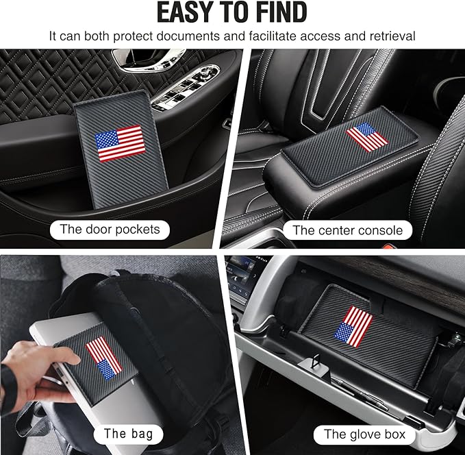 Car Insurance and Registration Card Holder | for BMW Ford Tesla Cadillac All Cars | Store Cards, ID License & Essential Documents | Premium Leather with Magnetic Closure