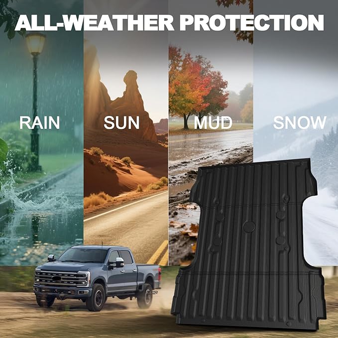 Truck Bed Mat for Ford F250 F350 F450 Super Duty 2017-2026, All Weather Truck Bed Liner for 2026 2025 Ford F-250 F-350 F-450 Accessories, 6.8FT 81.9'' TPE Heavy Duty Cargo Liner Truck Mat