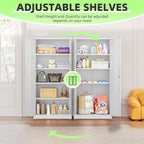 SUNCROWN 72" Metal Storage Cabinet - Heavy-Duty Metal Garage Cabinet with 4 Adjustable Shelves & 2 Doors for Tools, Office, Home, Workshop,White-Small