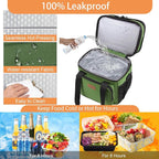 Expandable Large Insulated Lunch Box, Heavy Duty Lunch Cooler Bag Durable Leakproof Lunch Pail for Men Women Adults Work Shift Outdoor Picnic Camping Road Trip, 16L, Army Green, GLENKEY