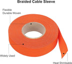 MECCANIXITY Braided Cable Sleeves Heat Shrinkable Fabric Sleeving, 7/8" 40ft Orange 2:1 Ratio Heat Shrinkable Cord Protector for Harness Cable, Network Cable Protection, Cable Management