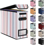 BALEINE File Organizer Box with Lid, Collapsible File Folder Organizer with Plastic Slide, Hanging File Folder Box for Office Document Storage (1 Pack, Color Stripe, S)