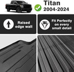TripleAliners Truck Bed Mat Compatible with 2004-2024 Nissan Titan Accessories 5.5FT(Won't Fit Equipped Truck Bed Storage)Perfectly Flush All Weather Protection TPE Heavy Duty Pickup Car Bed Cargo Mat