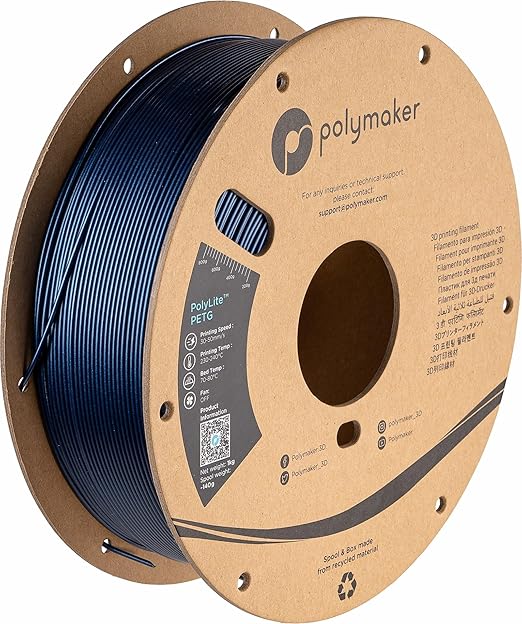 Polymaker PolyLite Dark Blue 3D Printer PETG Filament 1.75mm 1kg, Legacy PETG Formula, Reliable Everyday Filament, Strong Layer Bonding, Compatible with Most 3D Printers