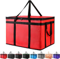 XXXL Insulated Food Delivery Bag - Reusable Thermal Cooler Grocery Bags for Catering & Delivery, Pizza Carrier for Events, Large Capacity Bag Keeps Food Hot/Cold for Shopping, Commercial (Red, 1PK)