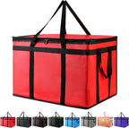 XXXL Insulated Food Delivery Bag - Reusable Thermal Cooler Grocery Bags for Catering & Delivery, Pizza Carrier for Events, Large Capacity Bag Keeps Food Hot/Cold for Shopping, Commercial (Red, 1PK)