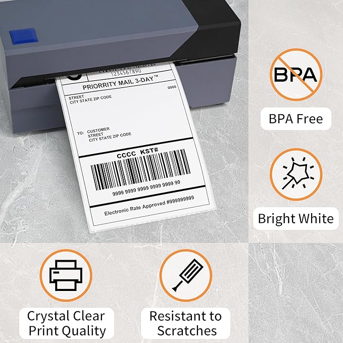 L LIKED 4000 Thermal Shipping Labels 4”x 6”in Fanfold, Permanent Adhesive, Perforated Line Labels Compatible with Direct Thermal Printings (1 Stack, 4000 Labels/Stack)