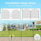 Decorative Metal Garden Fence with Gate Lock 5 Panels, 32in (H) x 11.8ft (L) No Dig Dog Fence Outdoor for Yard, Temporary Rustproof Metal Wire Rabbit Dog Garden Border Fencing for Patio