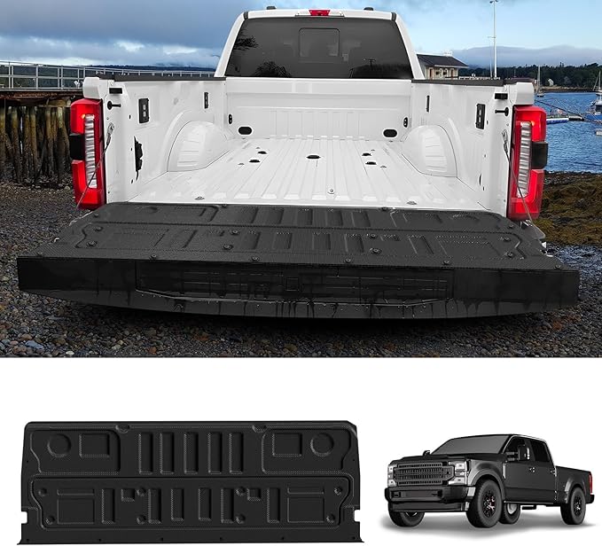 LASFIT Truck Tailgate Mat for Ford Super Duty F250 F350 F450 2026 2025 2024 2023 Truck Bed (Not Fit Optional with Tailgate Step) All Weather Protector TPE Tailgate Liner,1pc Black
