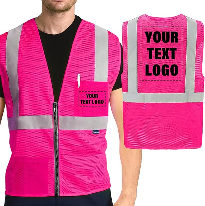 AYKRM 2 Pockets Reflective Safety Vest High Visibility Class II Mesh Vest for Women & Men Meets ANSI Standards