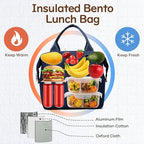 coowoz Lunch Box for Women Insulated Adult Lunch Tote Cooler Bag loncheras para mujer Lunchbox Lunchbag for Men Work Picnic Office Beach Sapphire Blue