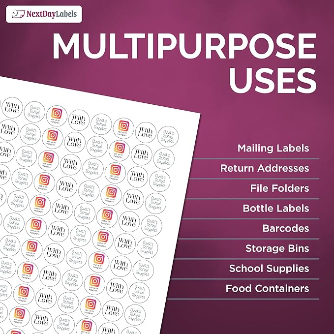 NextDayLabels 3/4 Inch Round Stickers for Printer - Matte White Blank Laser/Inkjet Printable Circles (250 Sheets, 108 Per Sheet, 27000 Labels)
