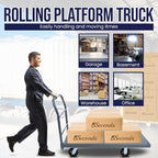 5Seconds Industrial Platform Truck - Heavy Duty 48' X 24' Flatbed Cart with 2000lb Capacity, 6" Swivel Wheels with 6 Pairs Work Gloves