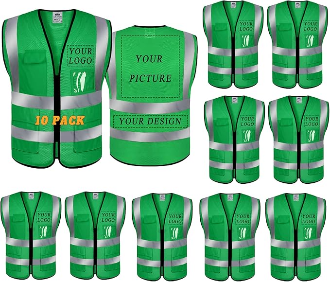 BeautyWill Custom Safety Vest Logo Class 2 High Visibility Reflevtive Vest Outdoor Protective Workwear