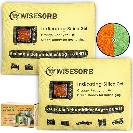 240G 2 Pack Reusable Silica Gel Desiccant Dehumidifier Bags, Color Indicating Moisture Absorbers for Car, Closet, Garage, 3D Filaments, Emoisture, Microwave Rechargeable Reusable Drying Bags