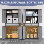 Metal Storage Cabinet with with Drawer, Garage Storage Cabinet with Locking Doors and Adjustable Shelves for Garage, Home Office,Warehouse