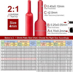 Chanzon 2:1 Ratio - 80Ft Roll - 5/32" (4mm) Heat Shrink Tubing 2:1(25M Total Length) Red Polyolefin Sleeving Wrap Shrinking 2 to 1 1pcs