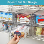 Vtopmart 2 Pack Stackable Storage Drawers,Clear Acrylic Drawer Organizers with Handles, Easily Assemble Containers for Fridge, Bathroom,Kitchen Undersink,Cabinet,Pantry Organization and Storage