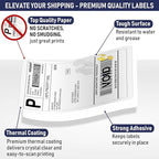 Dasher Products 4x6 Thermal Shipping Labels with Roll Holder, 440 Labels/2 Rolls (220 per Roll), Compatible with Rollo, Zebra, Munbyn, iDPRT, Jadens, Nelko, Dymo 4XL & Most Label Printers, Perforated
