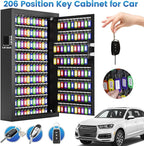 206 Keys Combination Lock Key Cabinet with Colorful Key Tags, Anti-Theft Key Lock Box with Side Drop Slot, Heavy Duty Key Organizer Wall Mount for Car Garage House Rental Office Business